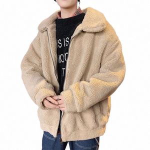 winter Lamb Hair Jacket Men Warm Fi Parka Men Thicken Plush Short Coat Man Streetwear Loose Cott Clothes Male S-5XL P2TZ#