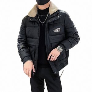 2023 Vinter pu läderjacka män förtjockad varm starkjacka faux pälsaffel casual parkas hiphop puffer överrock män kläder q4xw#