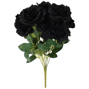 Decorative Flowers Simulation Black Rose Halloween Artificial Fake Decor Present Simulated