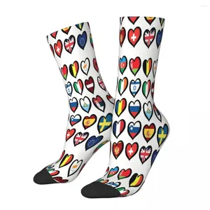 Men's Socks Eurovision Song Contest Hearts Male Mens Women Winter Stockings Polyester