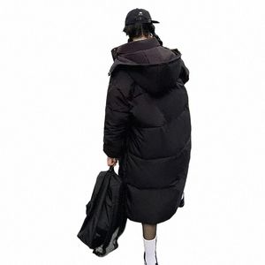 ダウンコットジャケットの女性2023冬冬の新しい韓国の黒いフード付き膝の長さコットコートfiカジュアルな肥厚されたパーカス女性663x＃