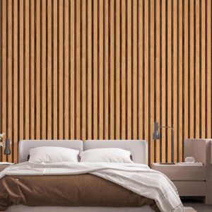 Stickers Nonwovens 3D Effect Wall Stickers Vertical Grain Oak Wood Slats Retro Wallpaper Roll For Wall Room Decor Cocina Home Decorations