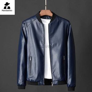 Herren Leder Kunstleder 2024 Herbst Neue Männer Schwarz Biker PU Leder Mantel Koreanische Mode Männer Pu Leder Jacke Trend Casual Fit Slim Baseball Kleidung 8Xl 240330