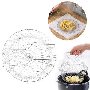 Set di pentole Rete per friggere pieghevole Schermo filtrante per cucina in acciaio inossidabile Lavaggio cesto di verdure Oggetti per la casa