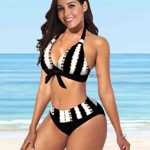 Mulheres Swimwear Mulheres Beachwear Swimwear Maiô Duas Peças Conjuntos de Biquíni Natação Terno Maiôs Mulheres Dot Listrado Impresso Praia S-5XL T240328