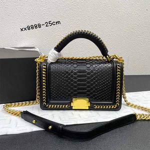 Snakeskin handväskor lyxiga kedja axelväska designer kvinnor cc totes väskor handväska lyx svart woc tasche klassisk flap sac luxe messenger dicky0750d caviar crossbody