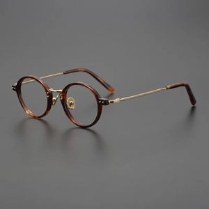 Japanese Handmade Pure Glasses Frame Retro Oval Round Men Eyeglasse Myopia Reading Eyewear Frames 240313