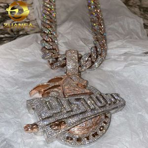 Iced Out Chain Men smycken passera diamanttestare Två tonpläteringsbrev Namn Hip Hop Custom Moissanite Pendant