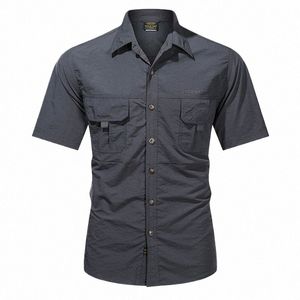 summer Men's Shirt Short Sleeve Male Shirt Oversize Solid Quick Drying Casual Shirt Men Clothing Cam Fishing Shirts 71NU#