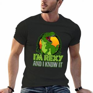 Футболка с изображением динозавра T-Rex, забавная футболка «I'm Rexy And I Know It», футболки с рисунком, летний топ, простые милые топы, мужская футболка с рисунком n5X1 #