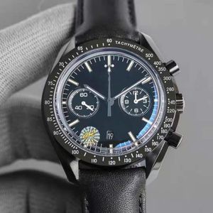 Yeni Erkekler İzle JHF 4 Stil 44 25mm Moonwatch 9300 Otomatik Hareket Kronograf Kumaş Deri Kayış Mekanik Böcekleri Saatler230W