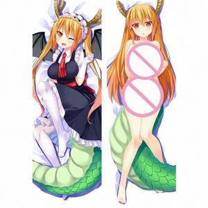 Fröken Kobayi Drag Maid Kudde Cute Toru Hing Body Pillow Dakimakura Cover Anime Cushi Room Pudowcase Anpassa D50A#