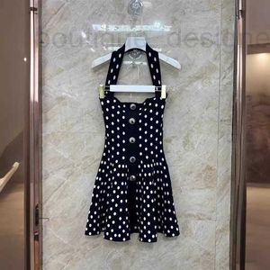 Basic & Casual Dresses designer brand 2024 Early Spring New Balm Sweet and Spicy Age Reducing Girl Style a Pendant Dotted Jacquard Hanging Neck Dress AVY7