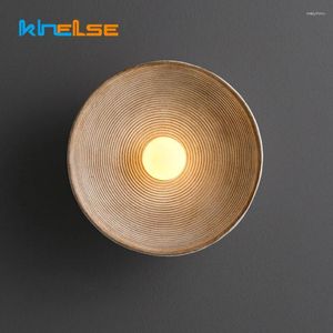 Wall Lamps Japanese Retro LED Lamp G4 Minimalist Art Round Resin Vintage B&B Aisle Light Living Room Zen Tea Decor Lighting