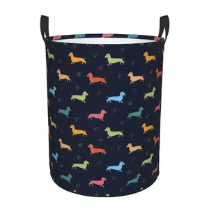 Sacos de lavanderia Dachshund Cesta Dobrável Texugo Salsicha O Cão Wiener Roupas Brinquedo Cesto De Armazenamento Bin Para Crianças Berçário