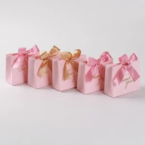 Gift Wrap Creative Wedding Favours Candy Boxes Mini Pink Bag Box Party Baby Shower Paper Chocolate Ribbon Package Sac Cadeau
