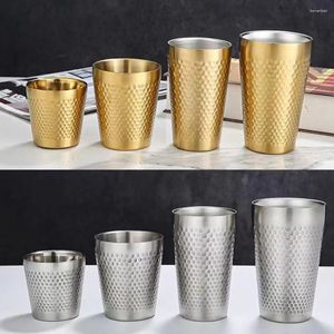 Mugs Hammered Texture Double-Wall Beer Cups Keep Cold Stainless Steel Milk Anti-scalding Northern Europe Water Drinks Cup