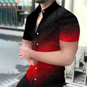 Camisas casuais masculinas de alta qualidade roupas 2024 impressão digital chemise streetwear cardigan camisa de vestido de manga curta
