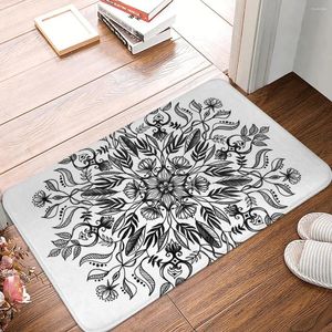 Carpets Thrive Monochrome Mandala Non-slip Doormat Carpet Living Room Kitchen Mat Prayer Indoor Modern