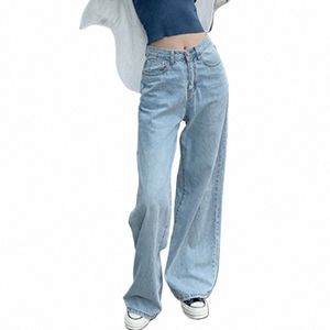 Jesienna wiosna dżinsy kobiety dżinsowe spodnie vintage proste spodnie Fi żeńskie białe czarne solidne luźne luźne spodni nóg v6ke#