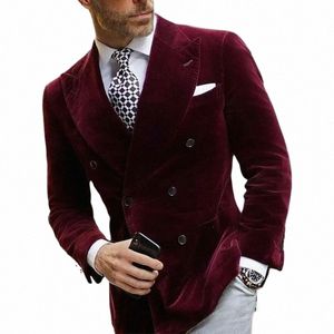 Veet Blazer dla mężczyzn podwójnie piersi Burding Kurtka Elegancka kolacja w kombinezonie 1 PC D5D5#