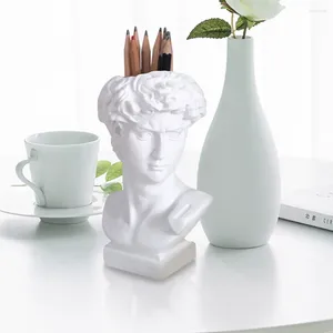 Vasos titular de caneta titular nórdica decoração bucket de armazenamento vaso minimalista estátua de resina exclusiva david suculento presente