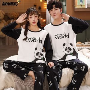 له و pajamas الموضة مطابقة بيجاما الكارتون الأكمام الطويلة طباعة الخريف الشتاء الحجم حجم الشباب الأزواج pijama sleepwear 240314