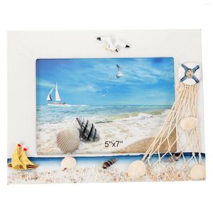 Frames Strand-Po-Bilderrahmen, Ozean-Display, rustikale Holztischplatte, mediterrane nautische Dekoration
