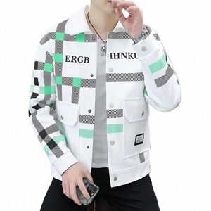 brand Clothing 2024 Spring Autumn Men Coats Lapel Slim Print Jacket Mens High Quality Casual Jacket Tops Coat y79P#