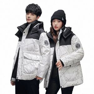 down Jacket Men Winter Warm Couple Down Coat Windproof Hooded Bomber Patchwork Print Parkas Outerwear Thick Men's Clothing T2gs#