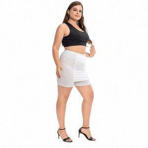 Plus Size Shorts para Mulheres Verão Modal Cott Casual Pull On Cintura Bermuda Femme US 5xl 4xl Xxxl Preto Branco Rosa Azul o6VB #