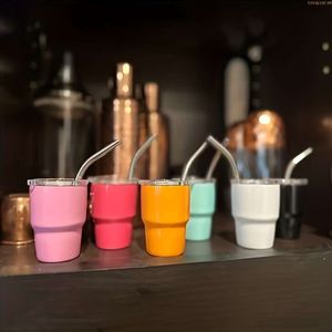 4/6/10pcs Tumbler Design Shot 2oz Insulated Stainless Steel Drinking Cups with Lids Straws - Perfect for Home, Bar, Pub, Club & Restaurant Use