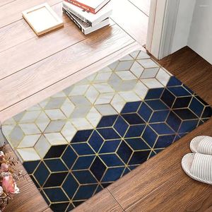 Carpets Welcome Mat Nordic Style White Marble Navy Cubes Pattern Entrance Doormat Bedroom Living Room Carpet Area Rug Home Decor