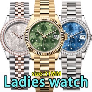 Luxury Watch Designer Watches High Quality Women's 31mm Automatisk mekanisk Diamond Watch Rose Gold Rostfritt stål Sapphire Waterproof Watch Lovers Gift With Box