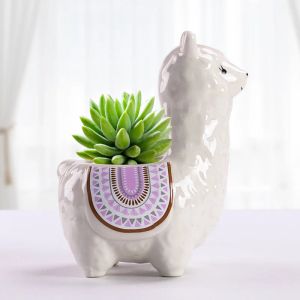 Plantadores bonito alpaca vaso de flores suculenta pote cerâmica plantador decoração para casa ornamentos de mesa bonsai planta pote