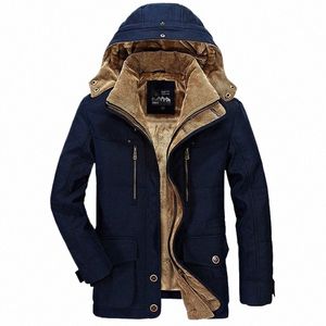 Mid-Länge Plus Veet Dicke Cott-gepolsterte Jacke Winter Mit Kapuze Parka Hut Abnehmbare Mantel Männer Jaqueta Masculina Plus Größe 6XL V5rG #