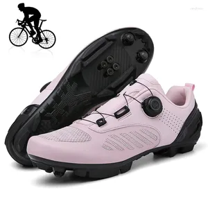 Cykelskor Mtb kvinna platt pedal cykel skor väg hastighet sneaker spd cleat sko med mountainbike rosa
