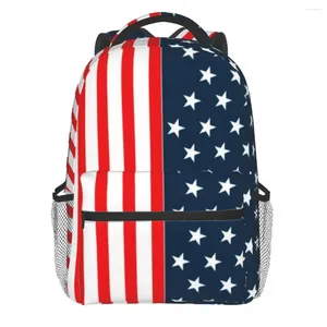 Backpack Star and Stripes Amerikan Vatansever Bayrağı Kırmızı Mavi Yıldızlar Seyahat Sırt Çantaları Boy Estetik Okul Çantaları Tasarım Yumuşak Sırtı