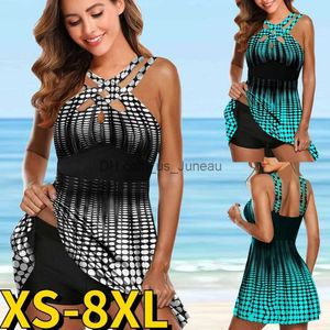 Costumi da bagno da donna 2022 Donne a vita alta Tankini Monokini Costumi da bagno femminili Due pezzi Set bikini Costumi da bagno Costume da bagno Stampato Costume da bagno da spiaggia T240328