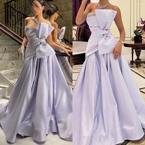 Party Dresses Exquisite Sizes Available Strapless A-line Evening Paillette / Sequins Bowknot Satin Birthday Dress For Women Luxury