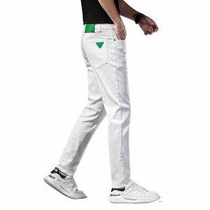 Новые весенне-осенние мужские джинсы скинни Fi, повседневные классические эластичные облегающие джинсовые брюки, белые брюки, брендовые мужские джинсы 446z #
