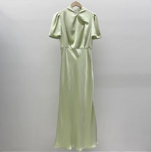 2024 Spring/Summer San Ro New Chinese Long Style Satin Dress with Midj Wrap, Elegant and Elegant Dress
