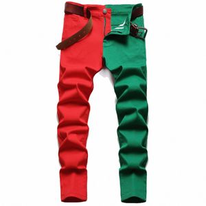 Brand Red Black Green Sching Men Dżinsy Wiosna jesień Nowy szczupły chude stretch ulicy Hip Hop Męskie dżinsowe spodnie 38 U9VJ#