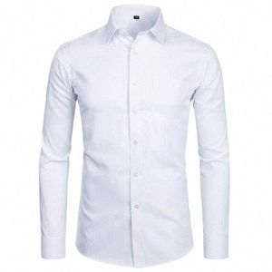 Męska najwyższa jakość koszule DR 2023 NOWOŚĆ NOWOŚĆ SLIM FIT LG Sleeve Men Men Black Białe Butt Up Shirt Chemise Homme X9iv#