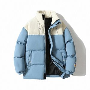 men's Autumn Winter Thickened Warm Lg Sleeved Sports Color Block Coat Outdoor Hiking Mountaineering Camp Jacket S1kM#
