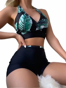 swimwear Women Leaf Print Swimsuit Bikini New Sexy Push Up Bikinis Set Bathing Suit Summer Beach Wear Swim Suits Two Pieces 30cr#