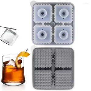 Baking Moulds Ice Trays For Freezer With Lid Easy-Release Stackable Cube Making Mold Cocktails Gadget