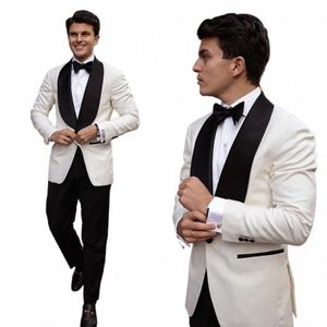 biały mężczyzna garnitur 3 sztuki 3 sztuki Blezer Vest Pants Single Bered Peaked Lapel Fi Busin Wedding Groom PROM D05R##