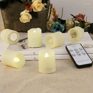 Party Decoration Pack Of 6 Wavy Edge Flameless LED Candle W/timer Remote Control Battery Operated Votive Tealight F/Christmas Wedding-Warm