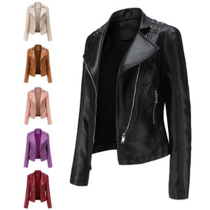 2024 New European Size Spring Autumn Women's Leather Clothes Women's Jackets Slim Fit Thin Small Coat Women's Motorcycle Wear